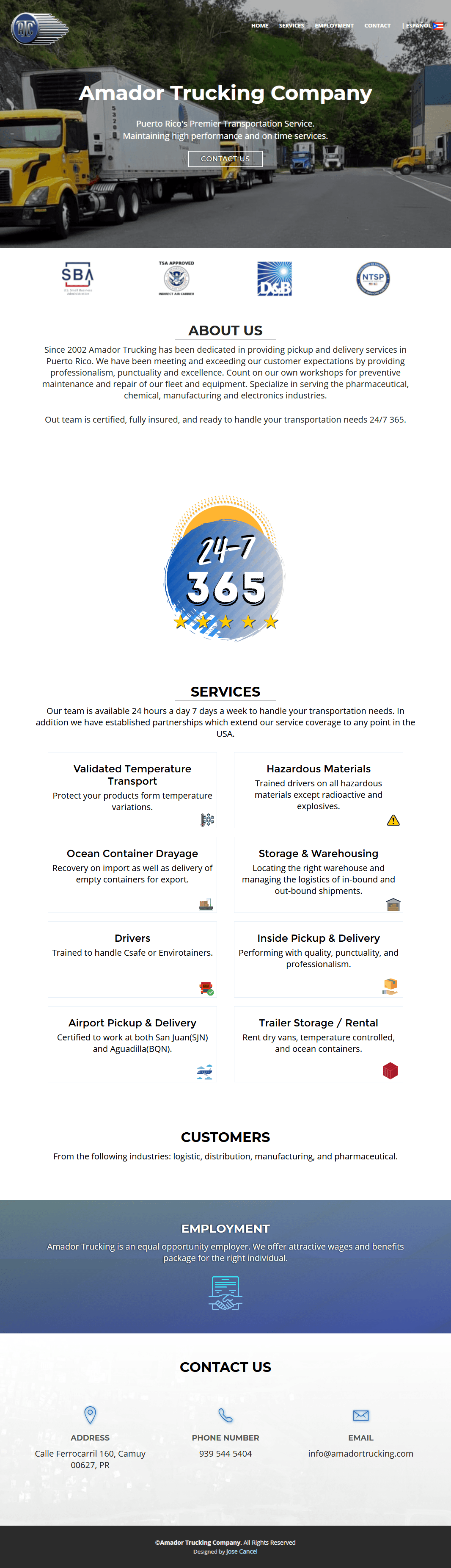 Amador Trucking Company website project preview