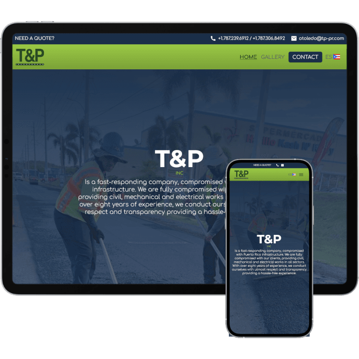 T&P Inc website project preview